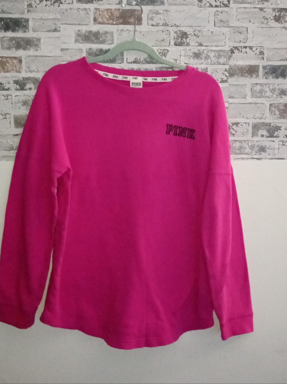 PINK Victoria's Secret Girls' Long-Sleeve Crewneck Top - Hot Pink